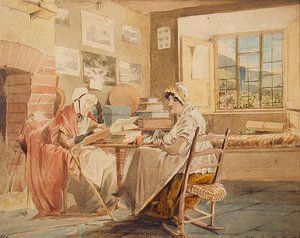 Interiér, Brathay Hall (akvarel na papíře) od John Harden