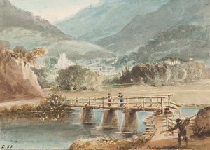 Old Miller Bridge, 1843 (wc na papíře) od John Harden