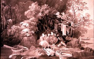 Piknik u jezera Windermere (tuš na papíře) od John Harden