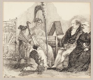 Hraní hudby na harfu, 1815 od John Harden