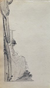 Čtení u okna (pero a inkoust na papíře) od John Harden