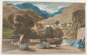 Slate wharf v Clappersgate, 1817 (wc na papíře) od John Harden