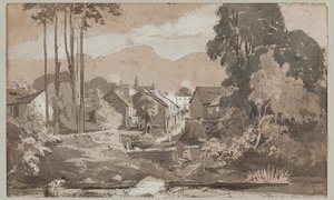 Pohled na východ do Ambleside, 1812 (wc na papíře) od John Harden