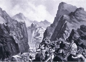 Zničení řecké armády, ilustrace z Hutchinsons History of the Nations VOL 4 kolem 20. let 20. století od John Harris Valda