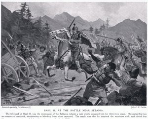 Basil II, v bitvě u Setanie 1017 nl od John Harris Valda