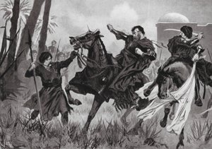 Porážka a smrt Šebestiána I. v bitvě u Alcazaru (litografie) od John Harris Valda
