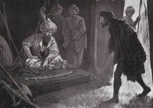 Rozhovor řeckého guvernéra s Osmanem (litografie) od John Harris Valda