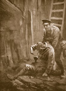 Vojín T. Doswell zachraňující důstojníka z dolu, ve kterém ležel v bezvědomí od John Harris Valda