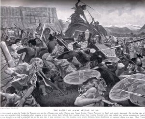 Bitva u Aquae Sextiae, 102 př. n. l., ilustrace z „Hutchinsonových dějin národů“, počátek 20. století od John Harris Valda
