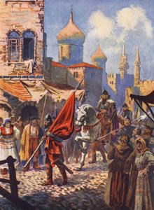 Návrat Ivana Hrozného do Moskvy po dobytí Kazaně (barevná litografie) od John Harris Valda
