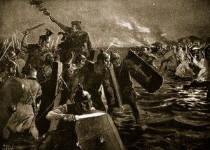 Římský útok na Anglesey od John Harris Valda