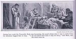 Poslední dny, kdy ctihodný bede překládal evangelium svatého Jana do angličtiny 735 n. l., kolem roku 1950 od John Harris Valda