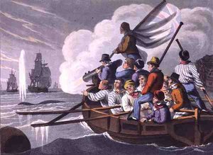 Shooting the Harpoon at a Whale, vyryl Matthew Dubourg (fl. 1785-1820), vydal Edward Orme