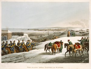 Spojenci před Dantzicem v zimě, vyrytý Matthew Dubourg (fl.1813-20) z 