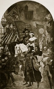 Jindřich VI. je vzat do bitvy u Barnetu, 1471, ilustrace z 