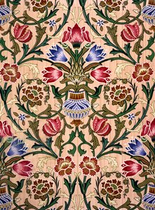 Design tapety s jedním stonkem, 1905 (barevný dřevěný tisk na papíře) od John Henry Dearle