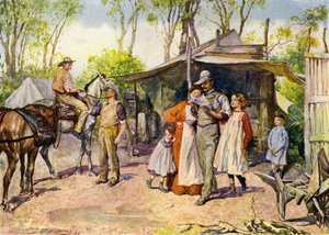 Doručování dopisů v australské buši (barva litho) od John Henry Frederick (after) Bacon