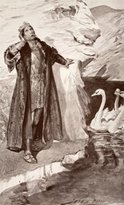 Ler a labutě, ilustrace z „Keltského mýtu a legendy“ od Charlese Squire, 1905 od John Henry Frederick Bacon