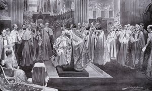 Korunování krále Edwarda VII arcibiskupem z Canterbury, Westminster Abbey, Londýn, 1902