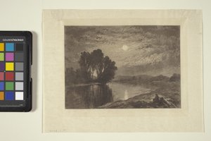 Moonlight On The Androscoggin (inkoust, pero, tužka)