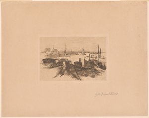 Přístav s bárkami od John Henry Twachtman