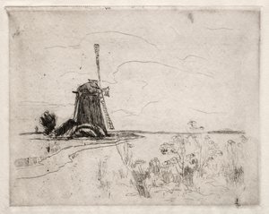 Mlýn a plevel, Holandsko od John Henry Twachtman