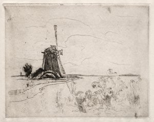 Mill and Weeds, Holandsko. od John Henry Twachtman