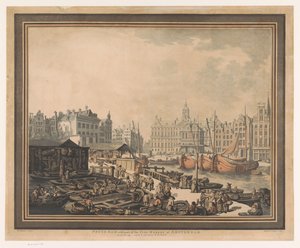 Pohled na rybí trh na náměstí Dam v Amsterdamu Feyge Dam s částí rybího trhu v Amsterdamu (název na objektu) od John Henry Wright