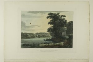 Pohled nad vodopády Schuylkill, deska tři z prvního počtu malebných pohledů na americkou scenérii od John Hill
