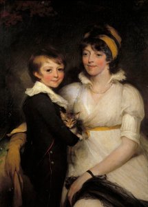 Obraz Mladá žena a malý chlapec držící kočku od Johna Hoppnera (1758-1810) od John Hoppner
