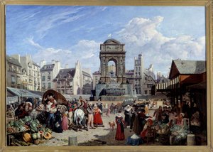 Trh a fontána neviňátek v Paříži Obraz John James Chalon (1778-1854) 1822 Ne. 1,06x1,52 m Paříž, Carnavalet Museum