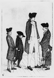 Byrne, irský obr, pan Watson, pan McGowan, pan Fairholme a Geordie Cranstoun, 1784 od John Kay