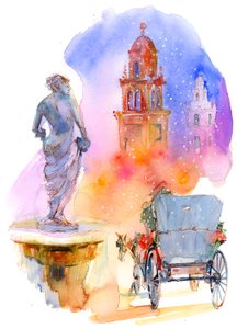 Plaza Holiday, 2016, (akvarel) od John Keeling