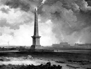 Nelsonův památník zasažený bleskem, kolem roku 1810