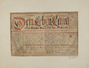 Fractur Illuminated Writing, c. 1937. od John Koehl