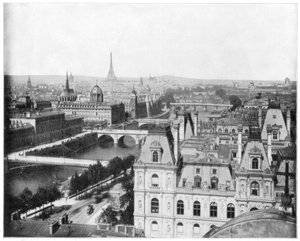 Panorama Paříže, Francie, konec 19. století.