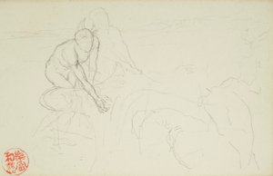 Achilles a Xanthus, z listů La Farge #849 a #860, jedna ze 42 kreseb od John La Farge