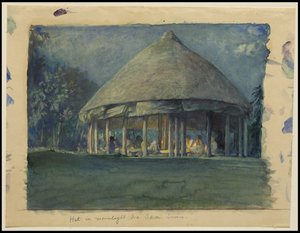 Hut in Moonlight, Iva, Savaii, říjen 1890, 1890 od John La Farge or Lafarge