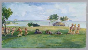 Vojenský tanec na Samoe (wc na papíře) od John La Farge or Lafarge