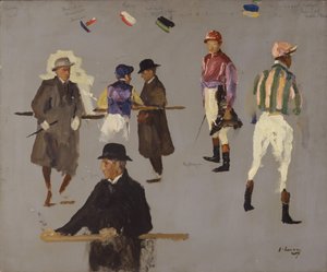 Jockeys and Owners ve společnosti Epsom od John Lavery