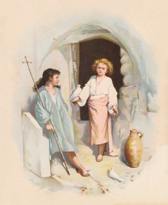 Kristus a svatý Jan (barevná litografie) od John Lawson