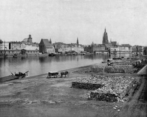 Frankfurt nad Meinem v Německu, c. 1900 (černobílá fotografie)