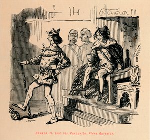 Eduard II. a jeho oblíbenec, Piers Gaveston, c1860, c1860 od John Leech