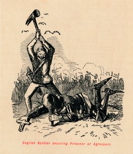 Anglický voják zajišťující vězně v Agincourt, c1860, c1860 od John Leech