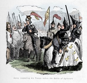 Henry kontroluje své jednotky před bitvou u Agincourtu, c1860, c1860 od John Leech