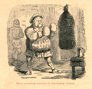 Henry cvičil předtím, než vyzval Francise, 1897. od John Leech
