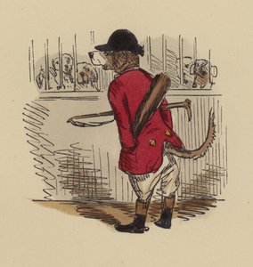 Ohař oblečený jako lovec od John Leech