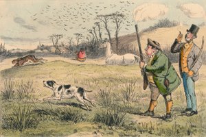 Pan Jogglebury Crowdey se svým psem a jeho zbraní, 60. léta 19. století. od John Leech