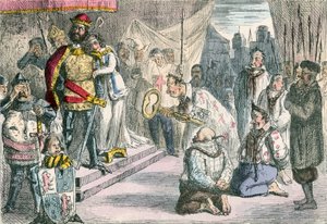Královna Philippa se přimlouvá u Edwarda III. za šest měšťanů z Calais od John Leech