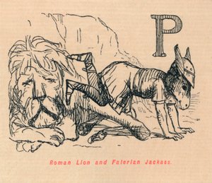 Římský lev a Falerian Jackass, 1852 od John Leech
